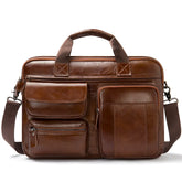Multi-Pocket Leather Briefcase