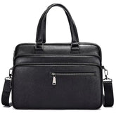 Triple-Compartment Leather Briefcase