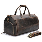 Vintage Leather Travel Duffle with Shoe & Garment Compartments