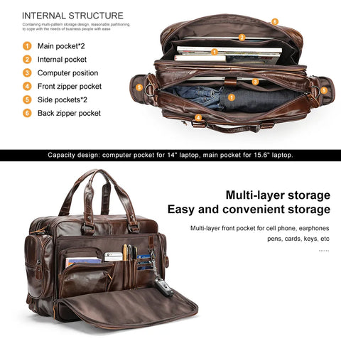Travel Leather Briefcase 15.6"