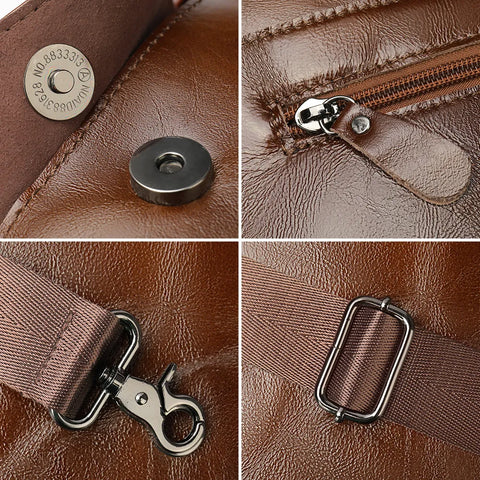 Multi-Pocket Leather Briefcase