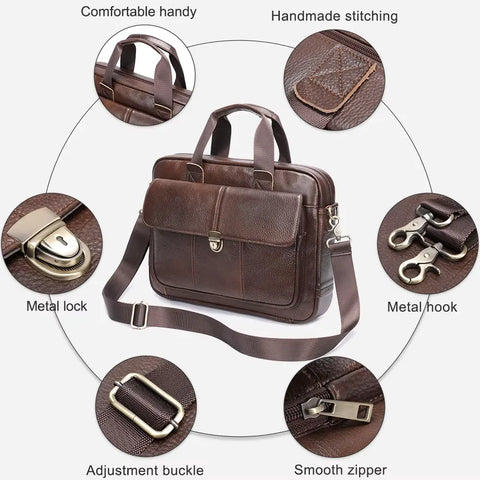 Classic Leather Briefcase with Lock