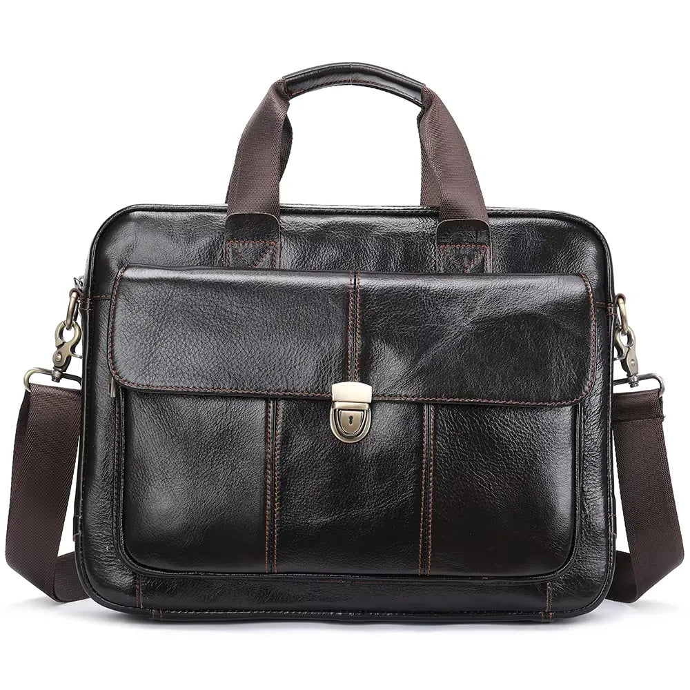 Classic Leather Briefcase with Lock