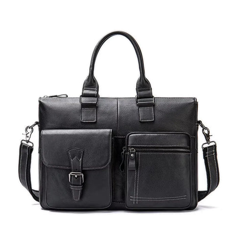 Multi-Pocket Leather Briefcase