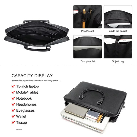 Executive Saffiano Leather Briefcase