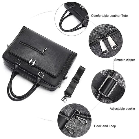 Dual-Zip Leather Briefcase