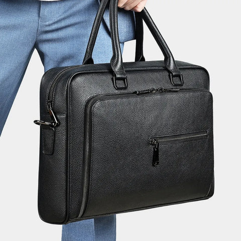 Dual-Zip Leather Briefcase