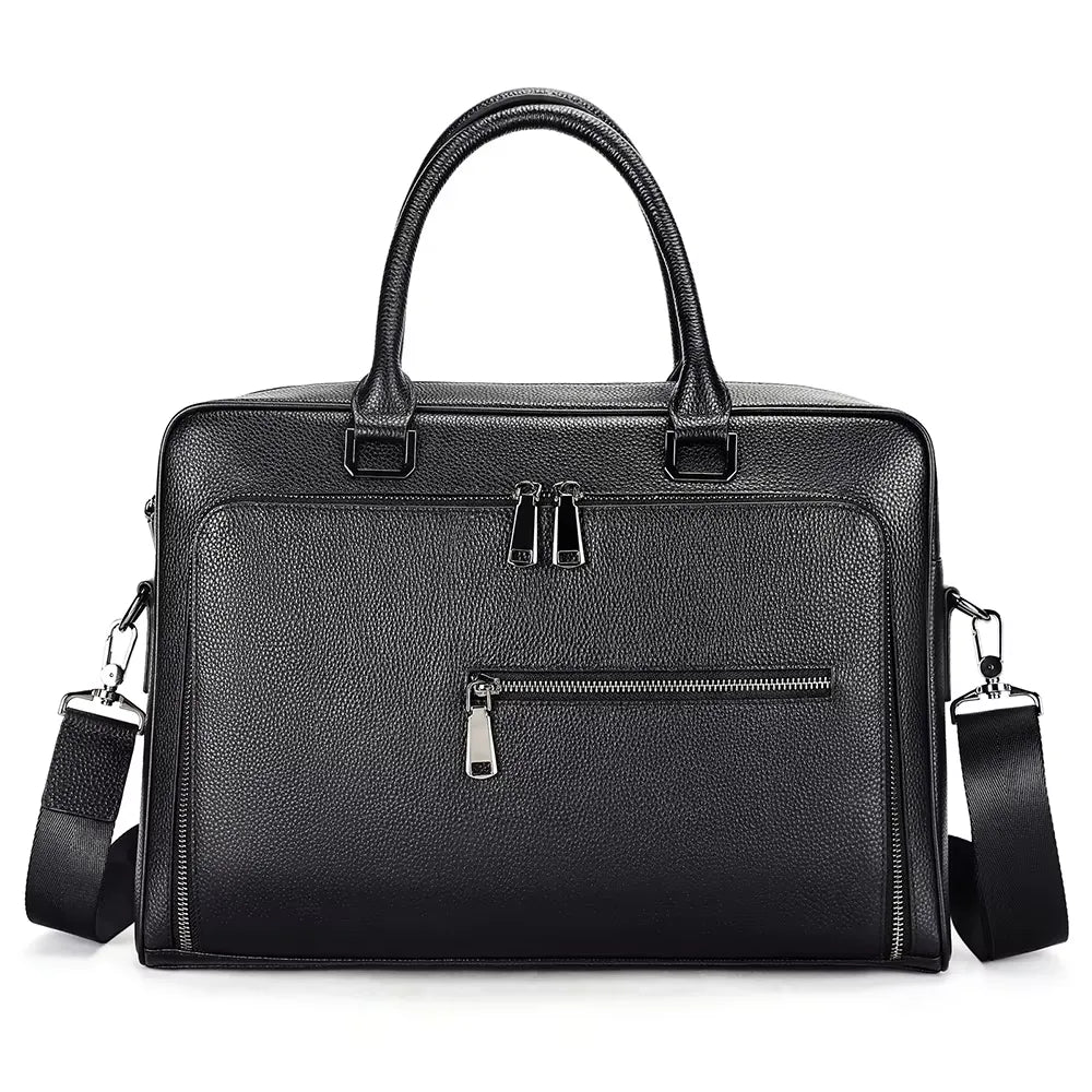 Dual-Zip Leather Briefcase