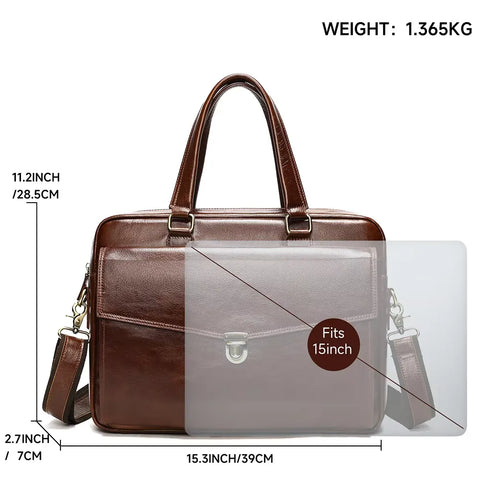 Classic Flap Leather Briefcase