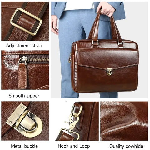 Classic Flap Leather Briefcase