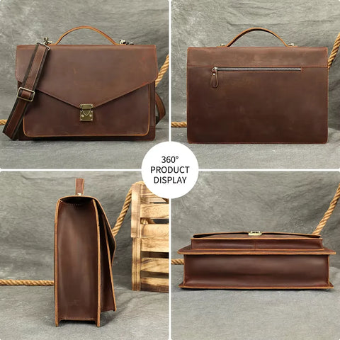 Vintage Envelope Leather Briefcase