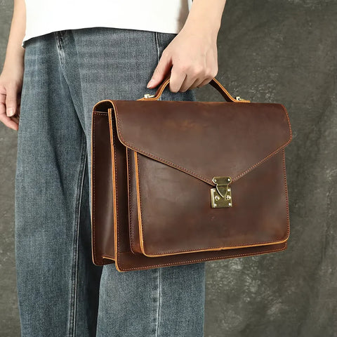 Vintage Envelope Leather Briefcase