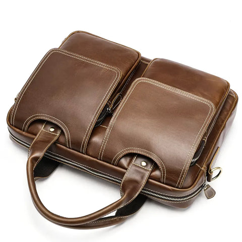 Classic Dual-Pocket Leather Briefcase