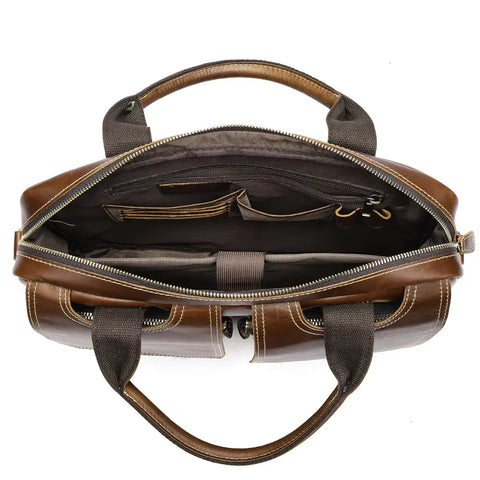 Classic Dual-Pocket Leather Briefcase