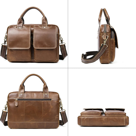 Classic Dual-Pocket Leather Briefcase