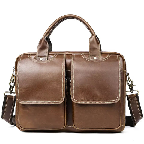 Classic Dual-Pocket Leather Briefcase