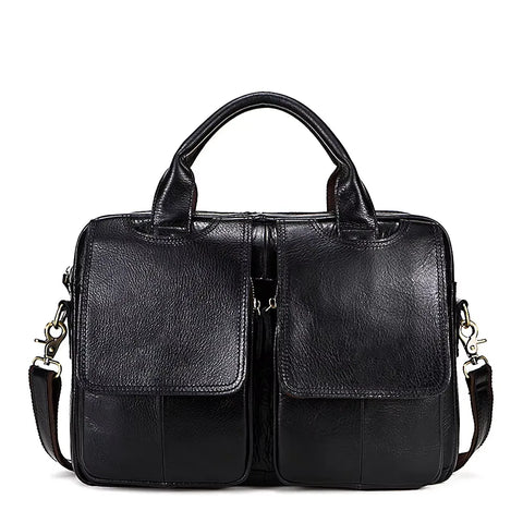 Classic Dual-Pocket Leather Briefcase