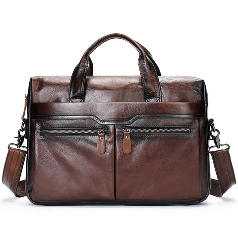 Vintage Dual-Zip Leather Briefcase