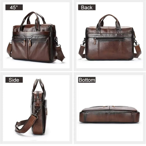 Vintage Dual-Zip Leather Briefcase