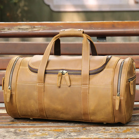 Vintage Leather Travel Duffle Bag - Large (52cm)
