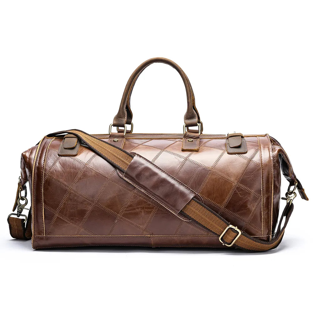 Quilted Patchwork Leather Duffle Bag