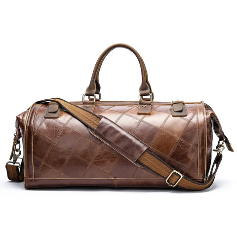 Quilted Patchwork Leather Duffle Bag