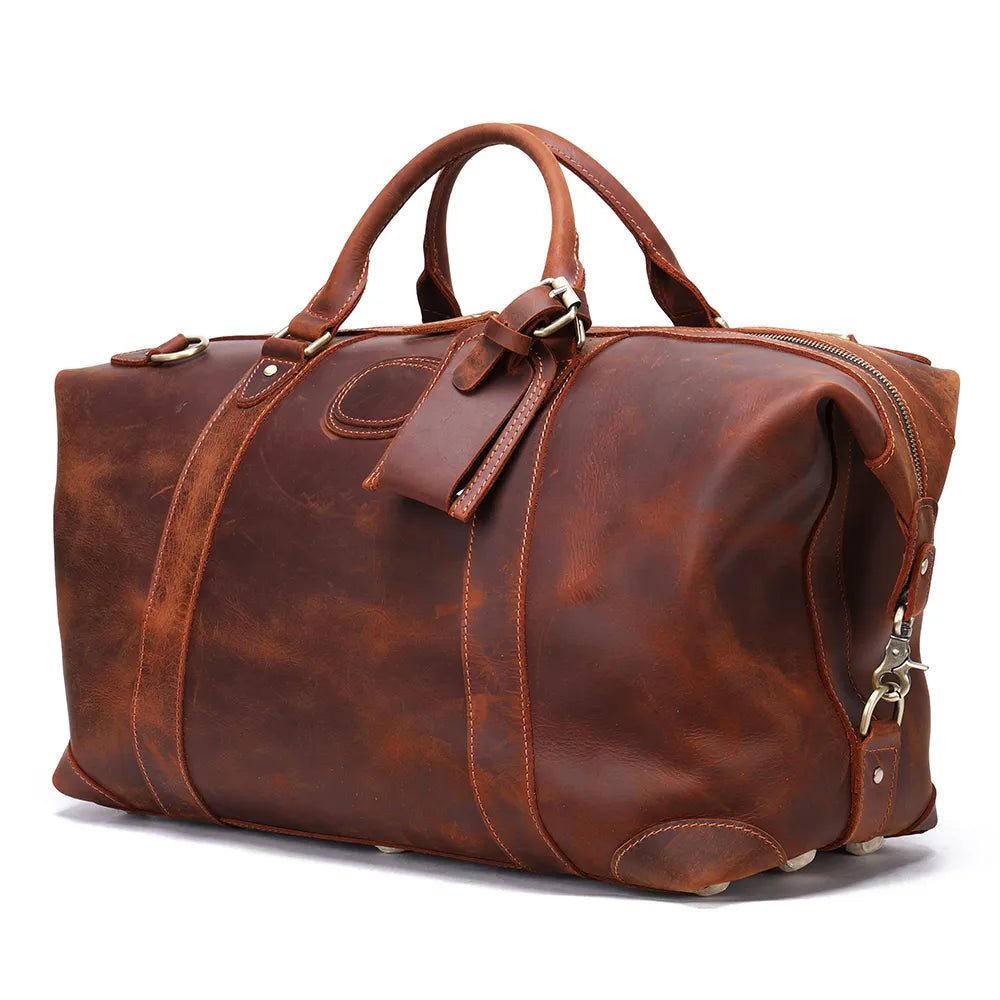 Vintage Leather Weekender Bag