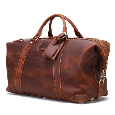 Vintage Leather Weekender Bag