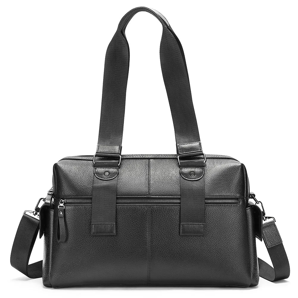 Premium Leather Travel Bag with Wide Straps