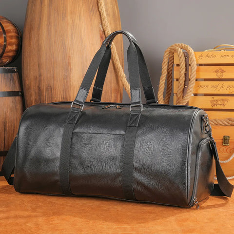 Large Leather Travel Duffle Bag