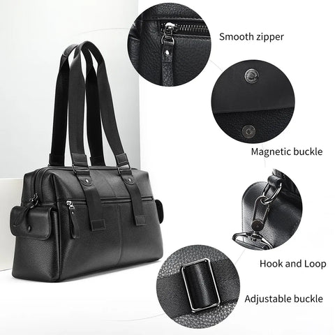 Premium Leather Travel Bag with Wide Straps