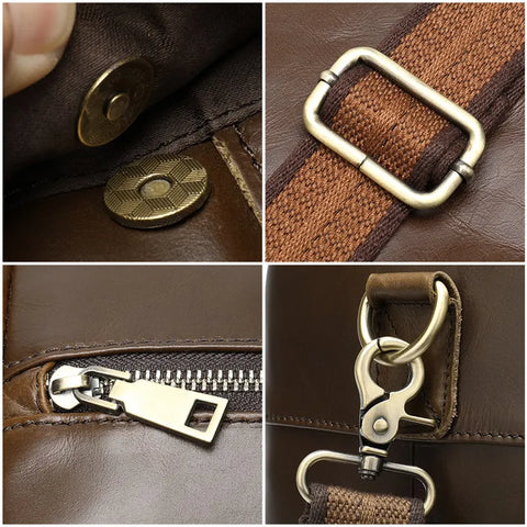 Executive Leather Travel Bag with Accessory Pouch