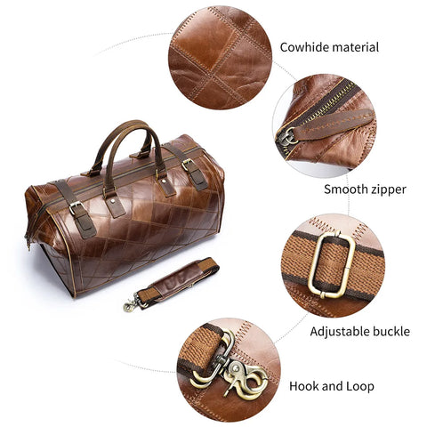 Quilted Patchwork Leather Duffle Bag