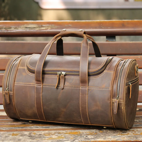Vintage Leather Travel Duffle Bag - Large (52cm)