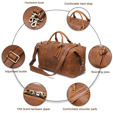 Vintage Leather Weekender Bag