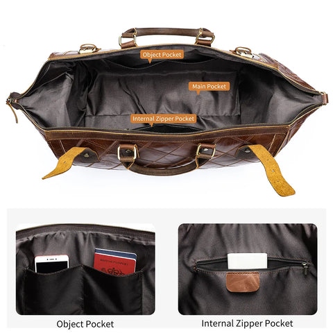 Quilted Patchwork Leather Duffle Bag