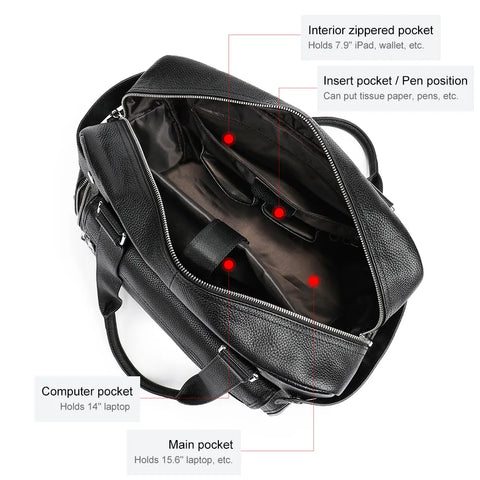 Multi-Pocket Leather Travel Bag
