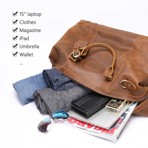 Vintage Leather Weekender Bag