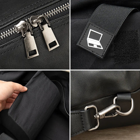 Soft Leather Weekender Bag with Wide Straps