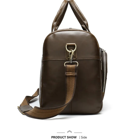Executive Leather Travel Bag with Accessory Pouch
