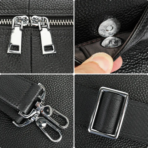 Multi-Pocket Leather Travel Bag