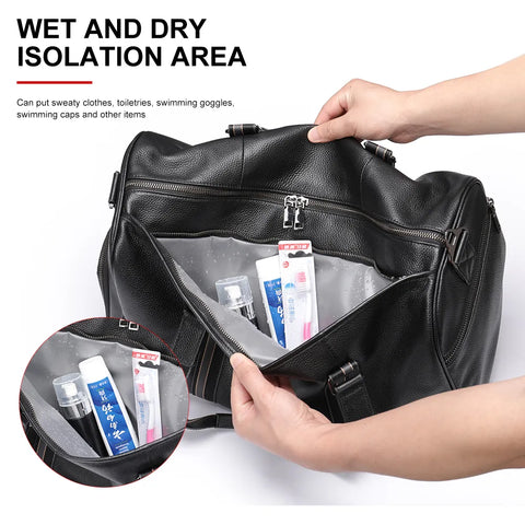 Premium Leather Duffle Bag with Stripe Detail