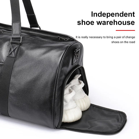 Large Leather Travel Duffle Bag