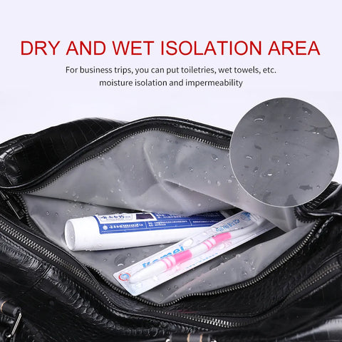 Luxury Crocodile Embossed Leather Duffle Bag