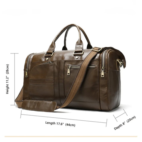 Executive Leather Travel Bag with Accessory Pouch