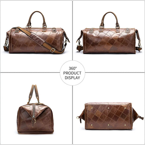 Quilted Patchwork Leather Duffle Bag