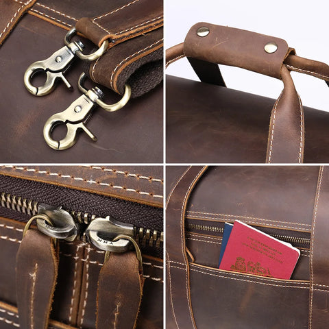 Vintage Leather Travel Duffle Bag - Large (52cm)