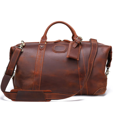 Vintage Leather Weekender Bag