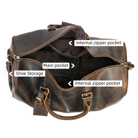 Vintage Crazy Horse Leather Travel Duffle