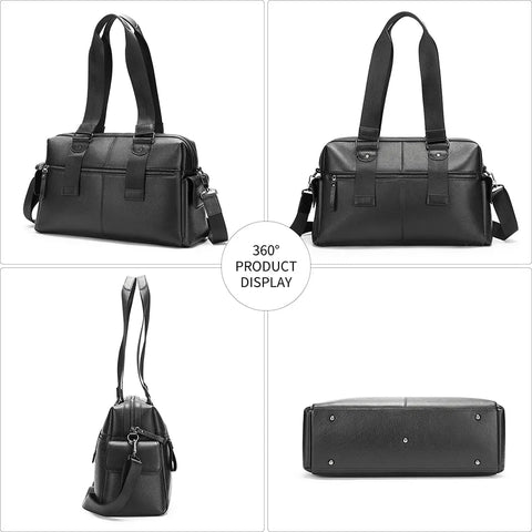 Premium Leather Travel Bag with Wide Straps